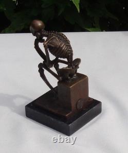 Statue Sculpture The Thinker Skeleton Art Deco Style Art Nouveau Style Bronze