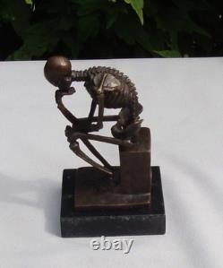 Statue Sculpture The Thinker Skeleton Art Deco Style Art Nouveau Style Bronze