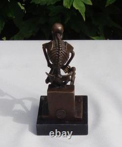 Statue Sculpture The Thinker Skeleton Art Deco Style Art Nouveau Style Bronze