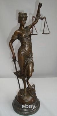 Statue Sculpture Themis Justice Art Deco Art Nouveau Style Bronze Massif