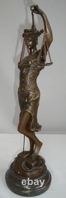 Statue Sculpture Themis Justice Art Deco Art Nouveau Style Bronze Massif