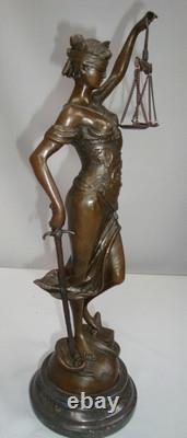 Statue Sculpture Themis Justice Art Deco Art Nouveau Style Bronze Massif