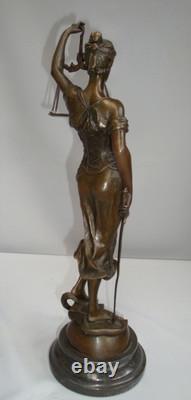 Statue Sculpture Themis Justice Art Deco Art Nouveau Style Bronze Massif