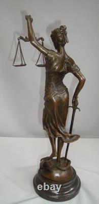 Statue Sculpture Themis Justice Art Deco Art Nouveau Style Bronze Massif