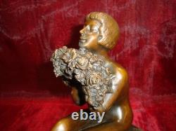 Statue Sculpture of a Nude Lady in Sexy Art Deco and Art Nouveau Style, Bronze	 <br/>  