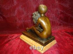 Statue Sculpture of a Nude Lady in Sexy Art Deco and Art Nouveau Style, Bronze <br/>