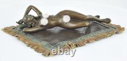Statue Sculpture of a Sexy Nymph in Art Deco / Art Nouveau Style, Solid Bronze Signed