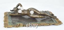 Statue Sculpture of a Sexy Nymph in Art Deco / Art Nouveau Style, Solid Bronze Signed