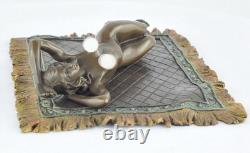 Statue Sculpture of a Sexy Nymph in Art Deco / Art Nouveau Style, Solid Bronze Signed