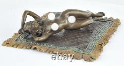 Statue Sculpture of a Sexy Nymph in Art Deco / Art Nouveau Style, Solid Bronze Signed