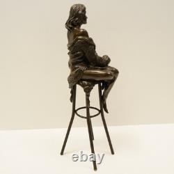 Statue Sculpture of a Sexy Young Woman in Art Deco / Art Nouveau Style, Solid Bronze