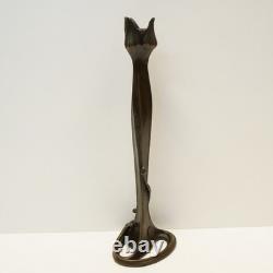 Statue sculpture candle holder, Art Deco style, Art Nouveau style, solid bronze, signed