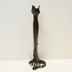 Statue sculpture candle holder, Art Deco style, Art Nouveau style, solid bronze, signed