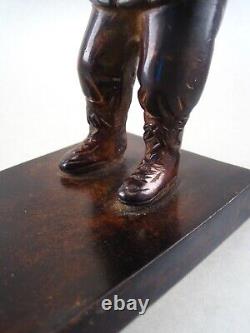 Statuette Art Deco Bronze Patinated Child Young Boy Playing In Winter