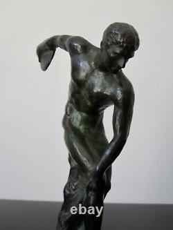 Statuette Art Deco Max Le Verrier Le Faguays Bronze Discobolle