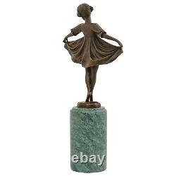 Statuette of a Young Girl after Ferdinand Preiss (1882-1943) in Art Deco Style Bronze.