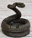 Striking Cobra Snake Bronze Ashtray Art Deco Figurine Statue Decor