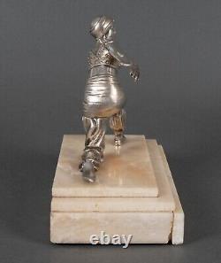 Subject Art Deco oriental dancer Van de Voorde silver plated bronze onyx base H5426