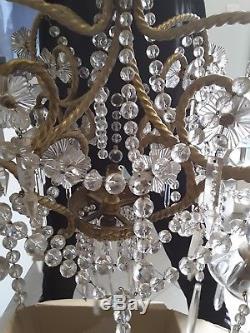 Sublime Chandelier Cage Baccarat, Pendants Crystal Baccarat, 5 Lights, Bronze Base