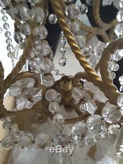 Sublime Chandelier Cage Baccarat, Pendants Crystal Baccarat, 5 Lights, Bronze Base