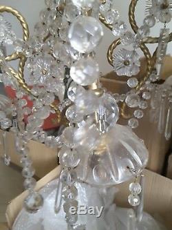 Sublime Chandelier Cage Baccarat, Pendants Crystal Baccarat, 5 Lights, Bronze Base