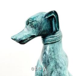 Superb Art Deco Bronze Greyhound Sculpture with Green Patina, Circa 1930