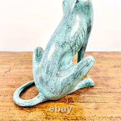 Superb Art Deco Bronze Greyhound Sculpture with Green Patina, Circa 1930