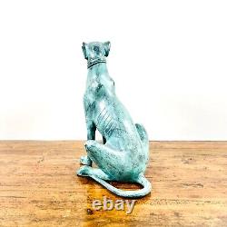 Superb Art Deco Bronze Greyhound Sculpture with Green Patina, Circa 1930