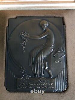 Superb Art Deco Bronze Medal, Female Nude, City of Mons