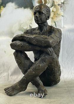 Superb Art Deco Man, Bronze Statue Dali Marble Base Sculpture Statue