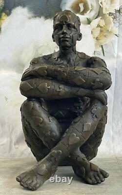 Superb Art Deco Man, Bronze Statue Dali Marble Base Sculpture Statue