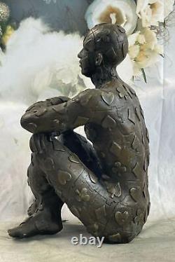 Superb Art Deco Man, Bronze Statue with Dali Marble Base Sculpture Statue