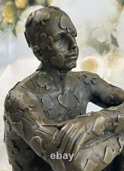 Superb Art Deco Man, Bronze Statue with Dali Marble Base Sculpture Statue