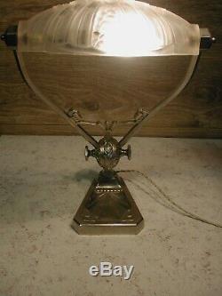 Superb Bedside Lamp Or Art Deco Desk Forming Empty Nickel-plated Bronze Pocket