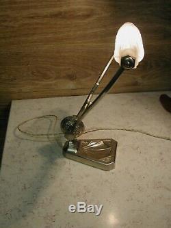 Superb Bedside Lamp Or Art Deco Desk Forming Empty Nickel-plated Bronze Pocket