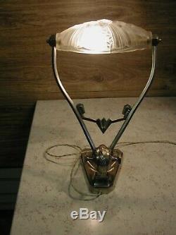 Superb Bedside Lamp Or Art Deco Desk Forming Empty Nickel-plated Bronze Pocket