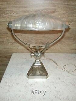 Superb Bedside Lamp Or Art Deco Desk Forming Empty Nickel-plated Bronze Pocket