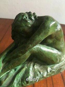 Superb Bronze Sculpture Art Deco Woman Signed