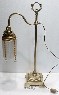 Superb Desk Lamp Telescopic Early Twentieth Bronze Beads Tulip