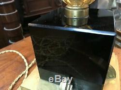 Superb Foot Lamp Deco Black Onyx And Bronze Era Art 1930