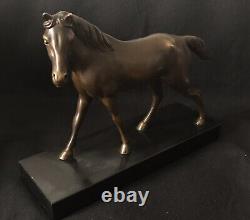 Superb Large 20th Century Art Deco Bronze Sculpture of a Stationary Horse, Signed J. Brault