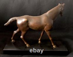 Superb Large 20th Century Art Deco Bronze Sculpture of a Stationary Horse, Signed J. Brault