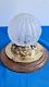 Superb Large Art Deco Glass Globe Molded Pressed On Bronze And Wood Stand