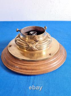 Superb Large Art Deco Glass Globe Molded Pressed on Bronze and Wood Stand