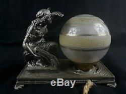 Superb Night Art Deco Nickel Plated Brass And Glass Globe