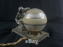 Superb Night Art Deco Nickel Plated Brass And Glass Globe