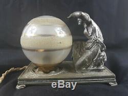 Superb Night Art Deco Nickel Plated Brass And Glass Globe