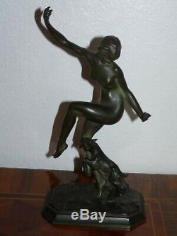 Superb Old Woman Art Deco Unusual Sculpture In Bronze Signed J Gauvenet