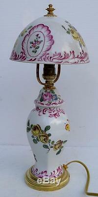 Superb Small Table Lamp In Earthenware Decorated Gilt Bronze Enamels