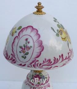 Superb Small Table Lamp In Earthenware Decorated Gilt Bronze Enamels